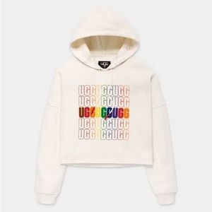 UGG unisex Keira Pride Crop Hoodie in Rainbow Logo
